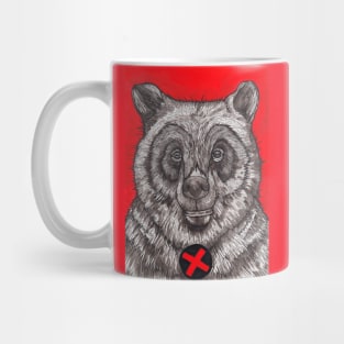 Doodle forest bear and red background Mug